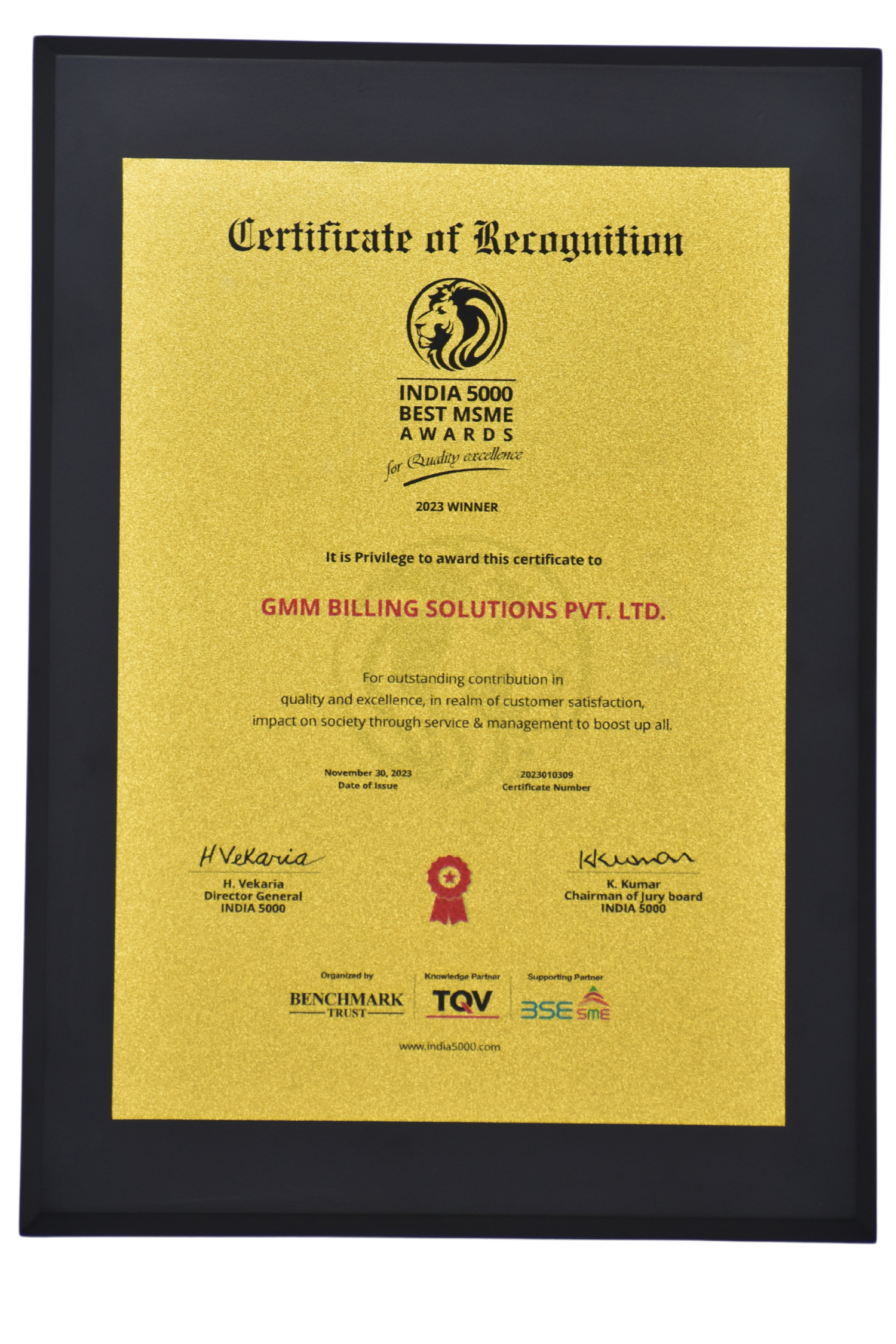 MSME India 5000 Award 2023 Trophy